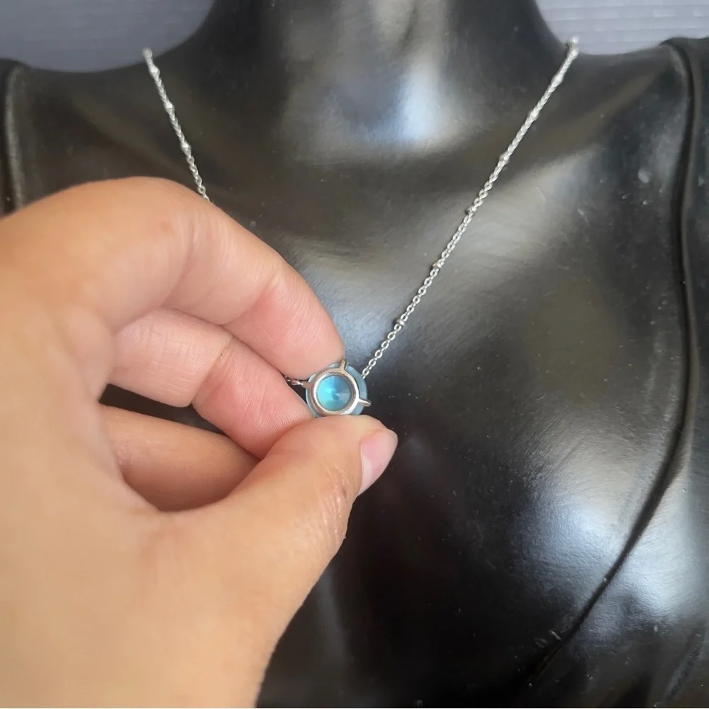 Kendra Scott Blue Gem Silver Tone Jolie Necklace 18 Inch